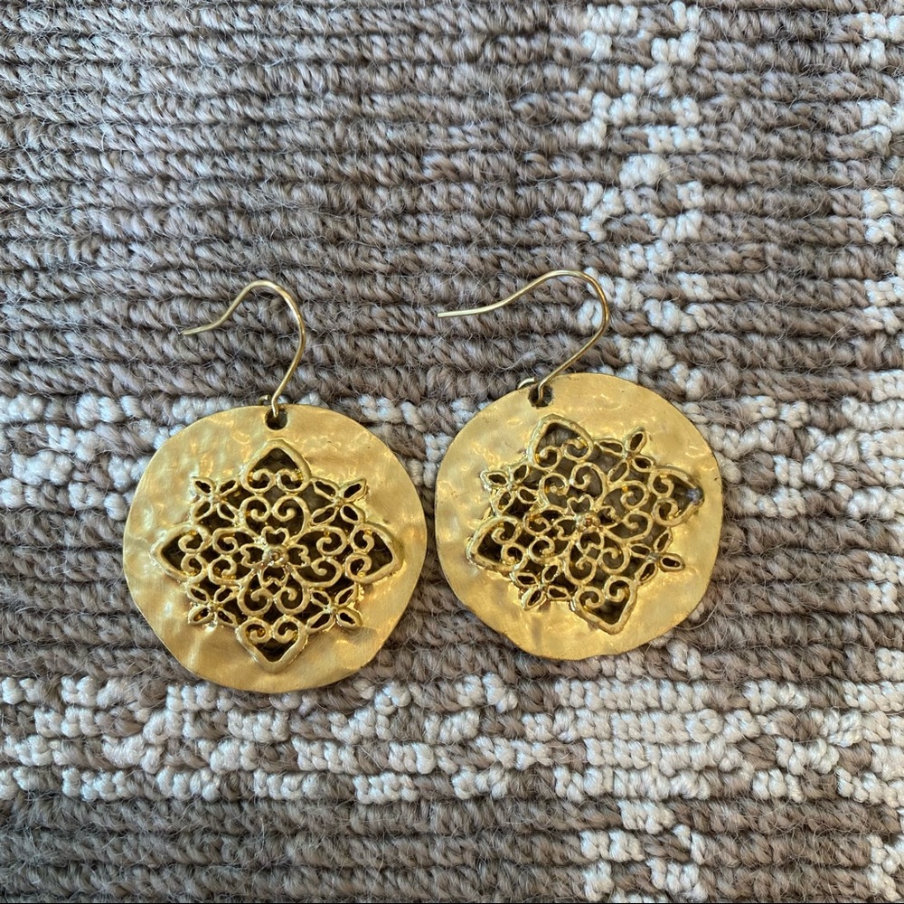Gold Coin Dangle Earrings